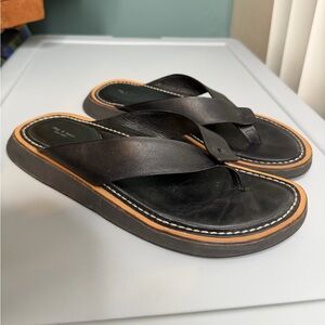 Rag & Bone Parker Thong Black Leather Sandal, Flip Flop Size 38.5/US 8.5